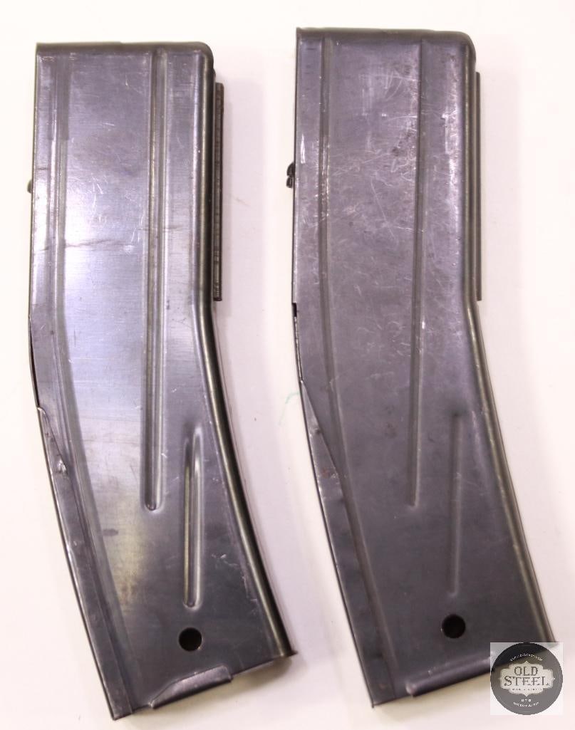 Two M2 Carbine Extended Magazines: Two extended magazines for the U.S. M2 Carbine. Designed to increase ammunition capacity beyond standard-issue magazines and suitable for collection or display. 