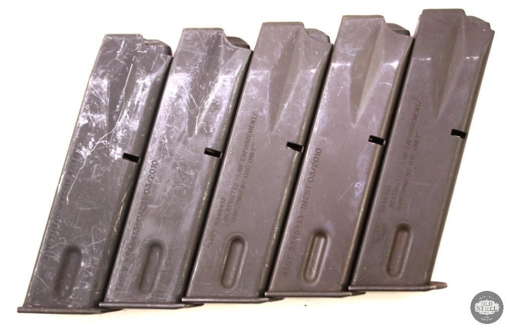 Five 15 Round 9mm Military Surplus Beretta 92FS / M9 Magazines (1 of 2)