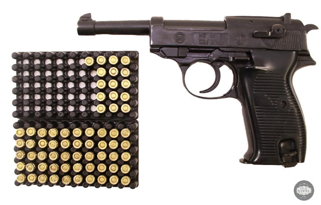 8mm Blank Firing Gun P38 Style With Blank Ammo - NOT A FIREARM: 8mm blank-firing P38-style replica pistol, accompanied by blank ammunition. Firing replica designed for blanks only and not classified as a firearm. THIS ITEM IS AS PICTURED WITH NO