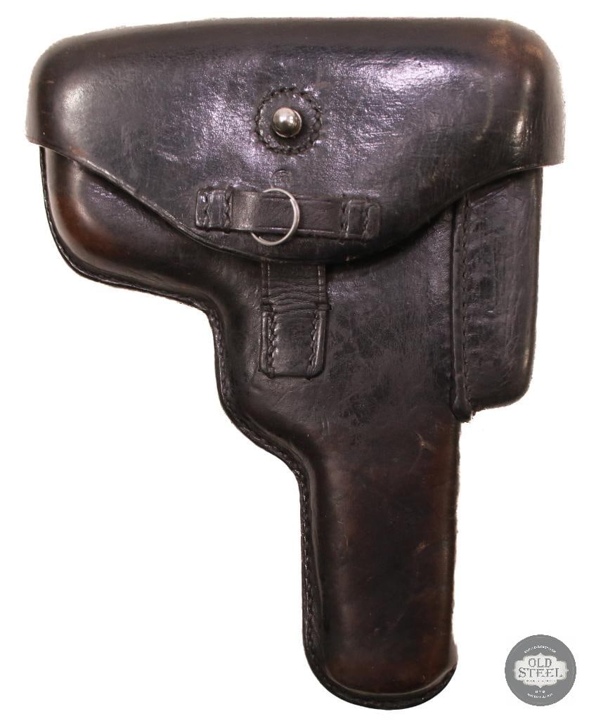 Original WW2 Era FN Hi Power Holster: Original WWII-era holster for the FN Hi-Power pistol. Military-pattern leather holster produced for wartime service use. THIS ITEM IS AS PICTURED WITH NO FURTHER ATTACHMENTS. ALL SALES