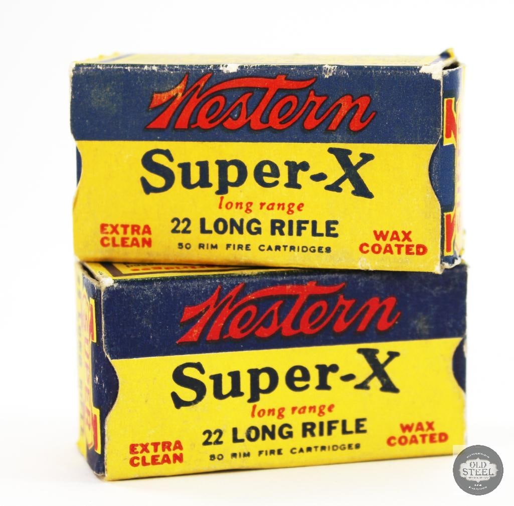 Collector Winchester Super-X 22LR Long Range Ammunition - 100rds - Good Boxes: Collector Winchester Super-X 22LR Long Range Ammunition - 100rds - Good Boxes THIS ITEM IS AS PICTURED WITH NO FURTHER ATTACHMENTS. ALL SALES ARE FINAL. PLEASE REFER TO THE AUCTION