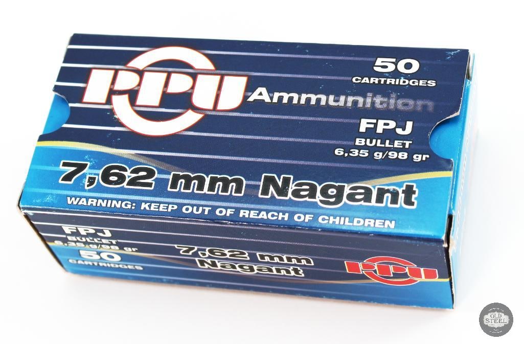 PPU 7.62 Nagant 98gr FPJ Ammunition - 50rds: PPU 7.62 Nagant 98gr FPJ Ammunition - 50rds THIS ITEM IS AS PICTURED WITH NO FURTHER ATTACHMENTS. ALL SALES ARE FINAL. PLEASE REFER TO THE AUCTION DESCRIPTION, LOT #1 DESCRIPTION AND