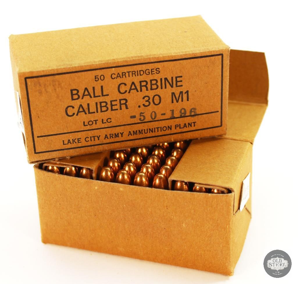 2 Boxes Lake City .30 Carbine M1 Ammunition - 100rds (1 of 1)