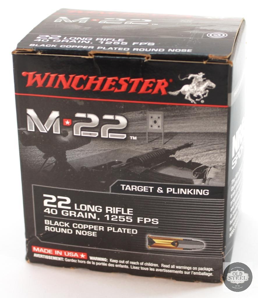 Box of Winchester M22 22LR 40gr Black Copper Plated Round Nose Ammunition - 500rds (1 of 1)