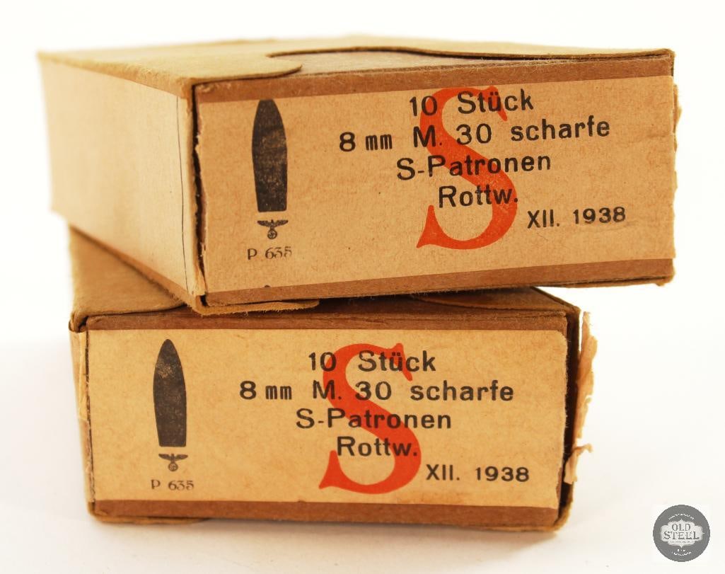 2 Boxes WWII German 8x56R M.30 Steyr Ammunition - 20rds (1 of 2)