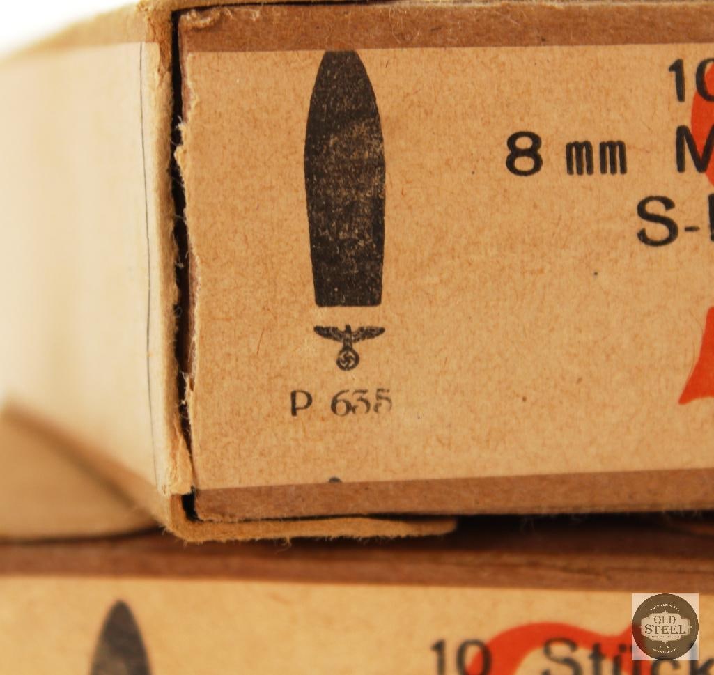 2 Boxes WWII German 8x56R M.30 Steyr Ammunition - 20rds - 2