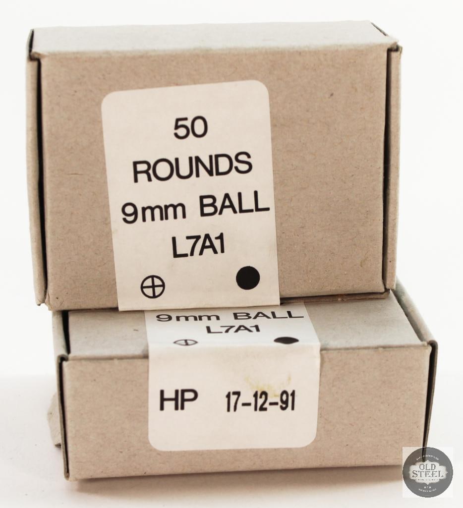 2 Boxes of 9mm L7A1 High Pressure Ammunition - 100rds (1 of 1)