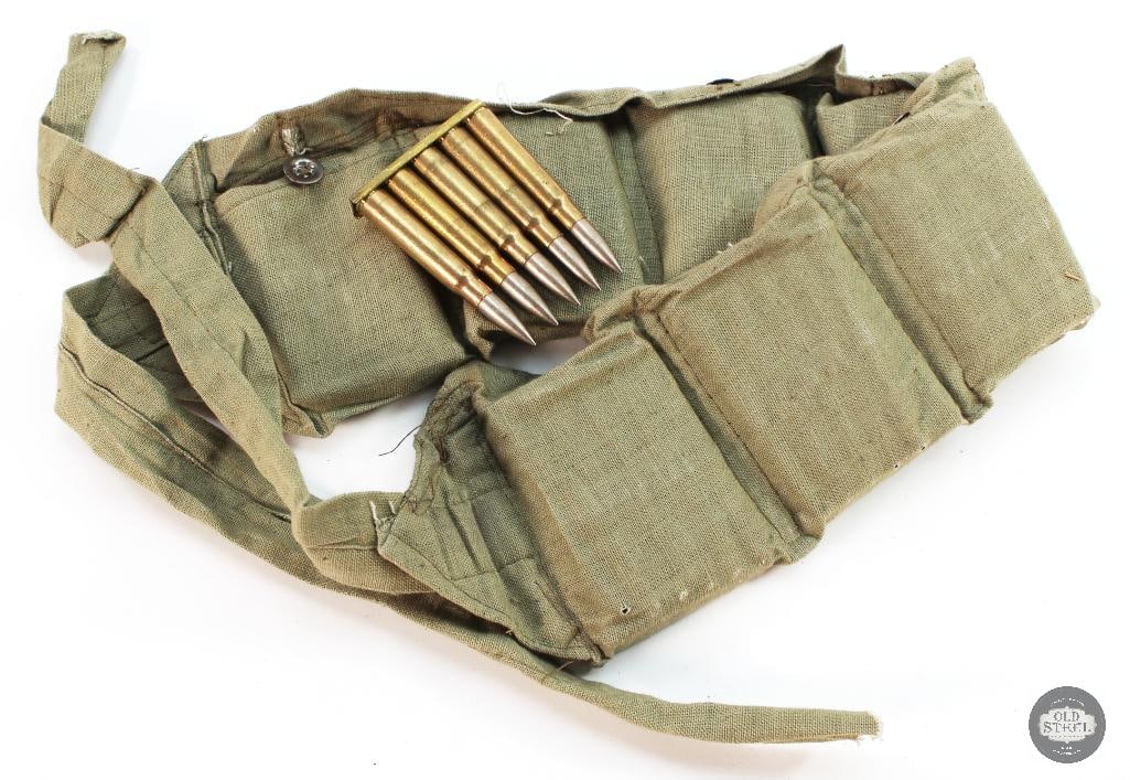 70rds Clipped Turkish 8mm Mauser in Cloth Bandoleer (1 of 2)