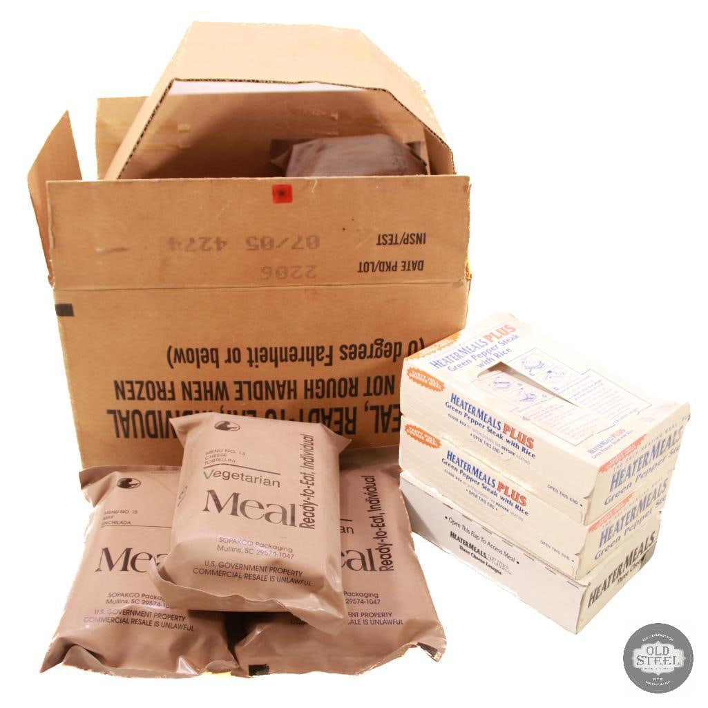 Box of Vintage U.S. Military MREs and Ration Heaters (1 of 1)