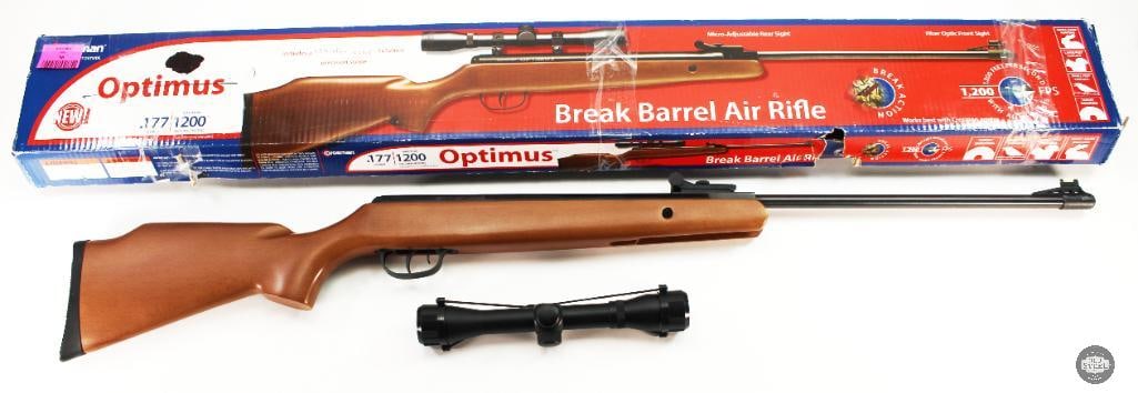 Crosman Optimus Model CO1K77X Break Action Air Rifle .177 Caliber - With Box and 4x32 Scope: Crosman Optimus Model CO1K77X air rifle with original box and Center Point 4x32 scope included in box (no rings). Like new! THIS ITEM IS AS PICTURED WITH NO FURTHER ATTACHMENTS. ALL SALES