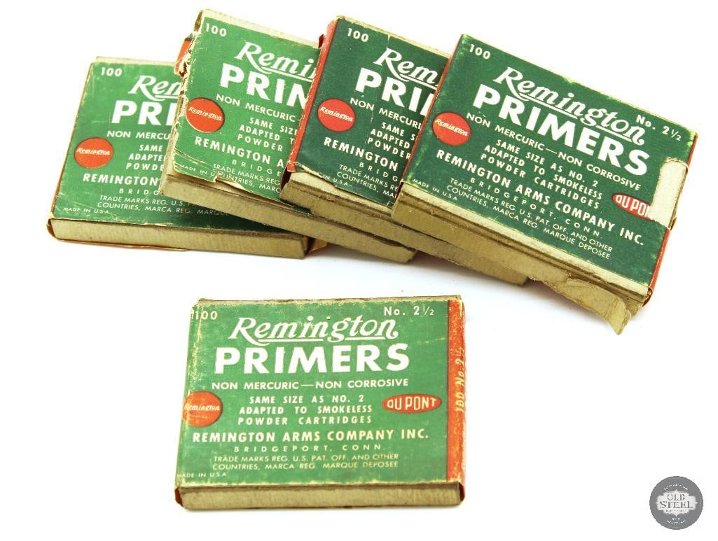 430ct Vintage Remington No. 2-1/2 Primers: 430ct Vintage Remington No. 2-1/2 Primers THIS ITEM IS AS PICTURED WITH NO FURTHER ATTACHMENTS. ALL SALES ARE FINAL. PLEASE REFER TO THE AUCTION DESCR