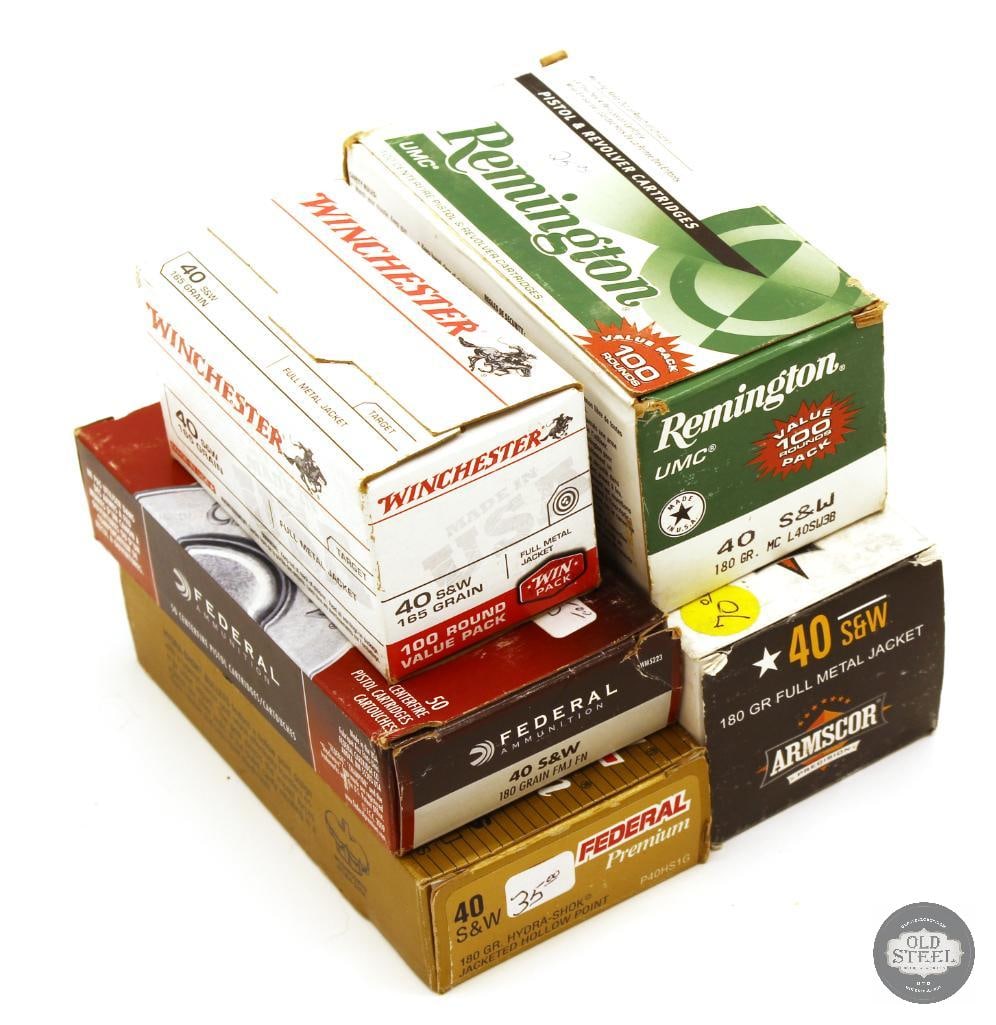 399rds 40 S&W Ammunition: 399rds 40 S&W Ammunition THIS ITEM IS AS PICTURED WITH NO FURTHER ATTACHMENTS. ALL SALES ARE FINAL. PLEASE REFER TO THE AUCTION DESCRIPTION, LOT #1 DESCRIPTION AND TERMS OF SALE