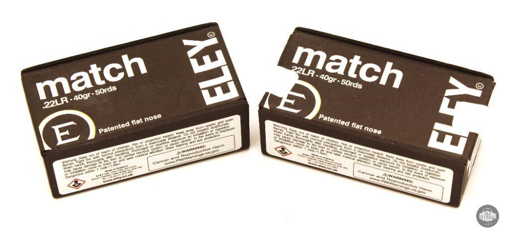 100rds Eley 22LR 40gr Match Ammunition: 100rds Eley 22LR 40gr Match Ammunition THIS ITEM IS AS PICTURED WITH NO FURTHER ATTACHMENTS. ALL SALES ARE FINAL. PLEASE REFER TO THE AUCTION DESCRIPTION, LOT #1 DESCRIPTION AND