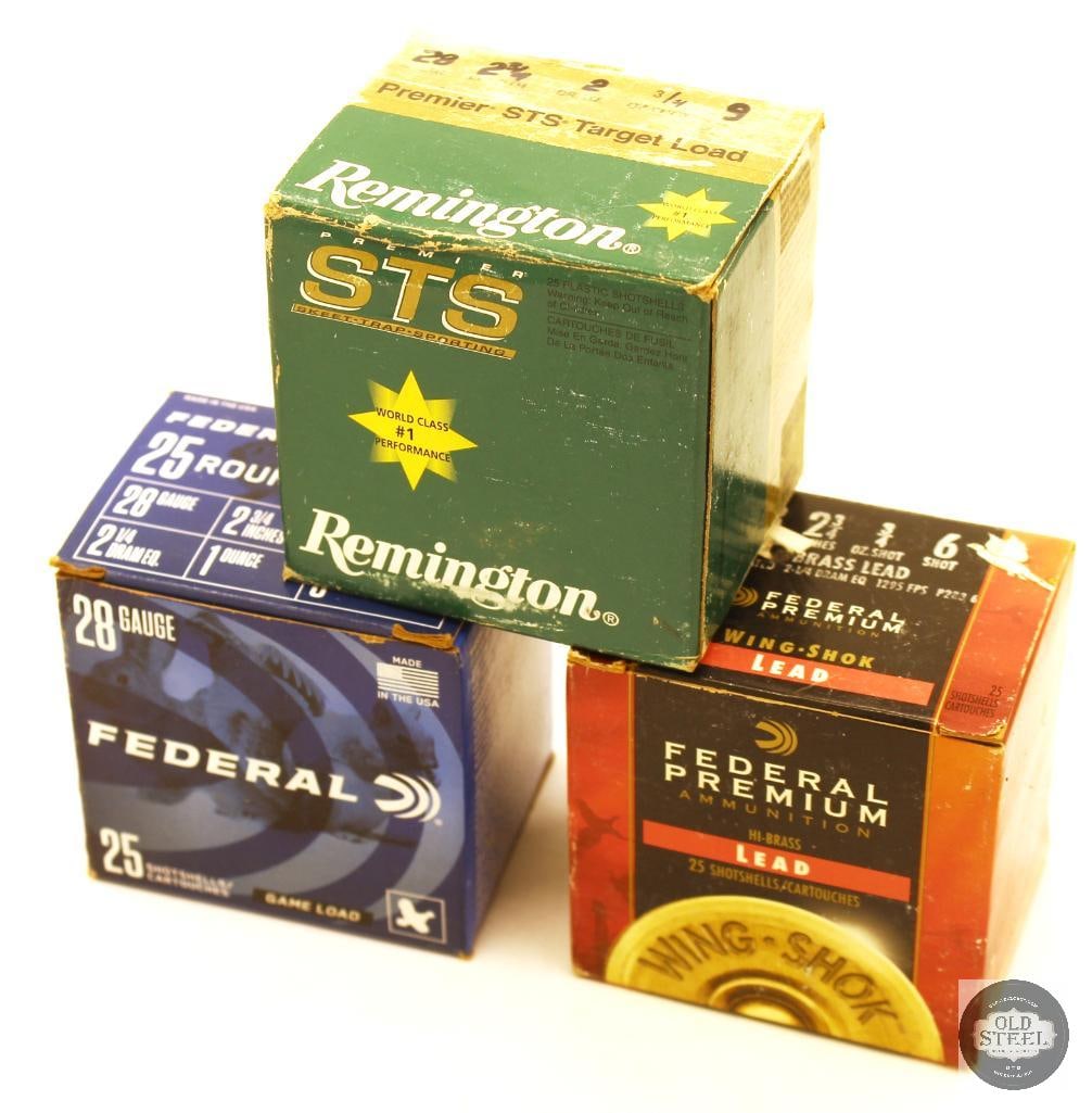 3 Boxes 28ga Shotshell Ammunition - Federal, Remington - 72rds (1 of 1)