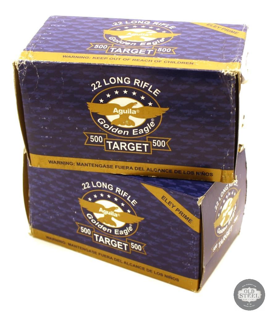 950rds Aguila Golden Eagle Eley Prime 22LR Ammunition: 950rds Aguila Golden Eagle Eley Prime 22LR Ammunition THIS ITEM IS AS PICTURED WITH NO FURTHER ATTACHMENTS. ALL SALES ARE FINAL. PLEASE REFER TO THE A