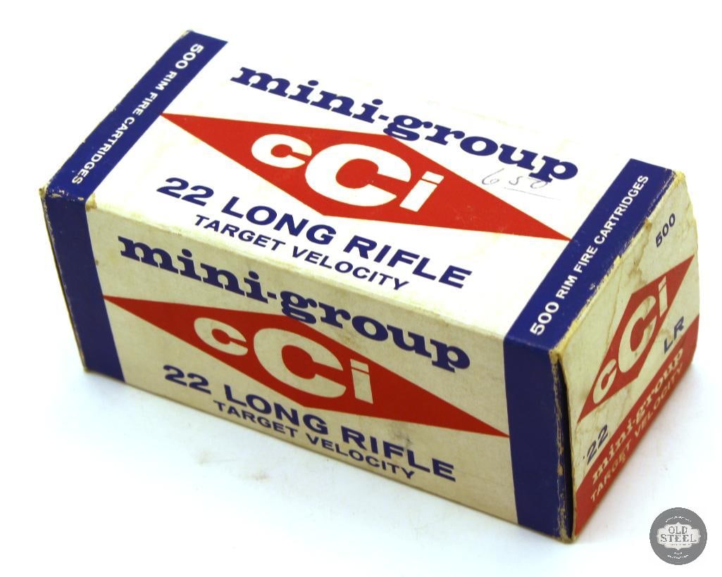 500rds CCI Mini-Group Target Velocity 22LR Vintage Ammunition: 500rds CCI Mini-Group Target Velocity 22LR Vintage Ammunition THIS ITEM IS AS PICTURED WITH NO FURTHER ATTACHMENTS. ALL SALES ARE FINAL. PLEASE REFER