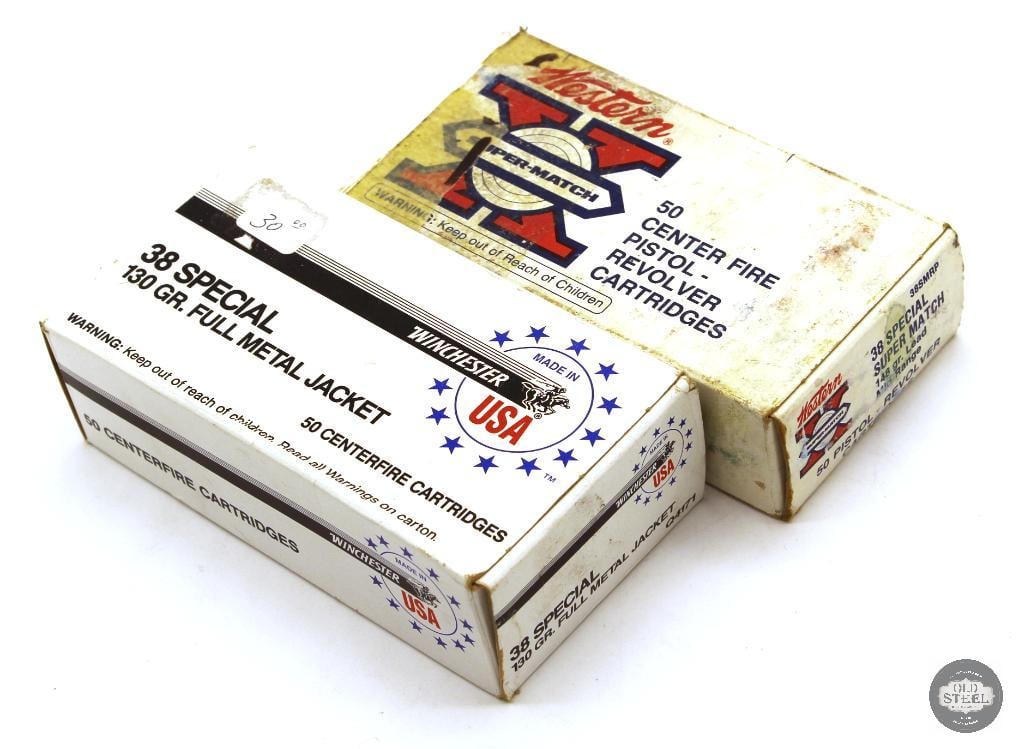 89rds Winchester 38SPL Ammunition: 1 box Winchester Super-Match 148gr Lead Mid Range - 45rds 1 box Winchester USA 130gr FMJ - 44rds THIS ITEM IS AS PICTURED WITH NO FURTHER ATTACHMENTS. ALL SALES ARE FINAL. PLEASE REFER