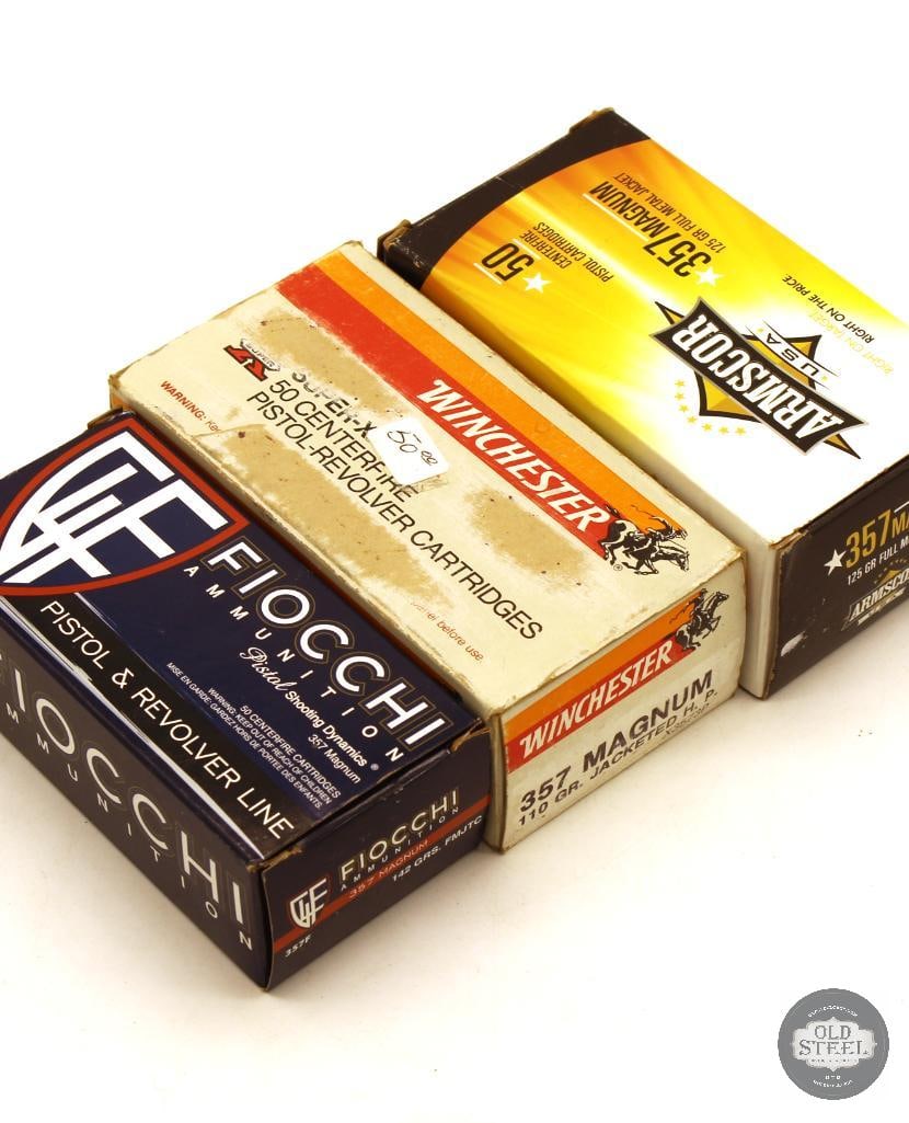 150rds 357 MAG Ammunition - Fiocchi, Winchester, Armscor: 50rds 142gr FMJTC - Fiocchi 50rds Winchester 110gr JHP 50rds 125gr FMJ - Armscor THIS ITEM IS AS PICTURED WITH NO FURTHER ATTACHMENTS. ALL SAL