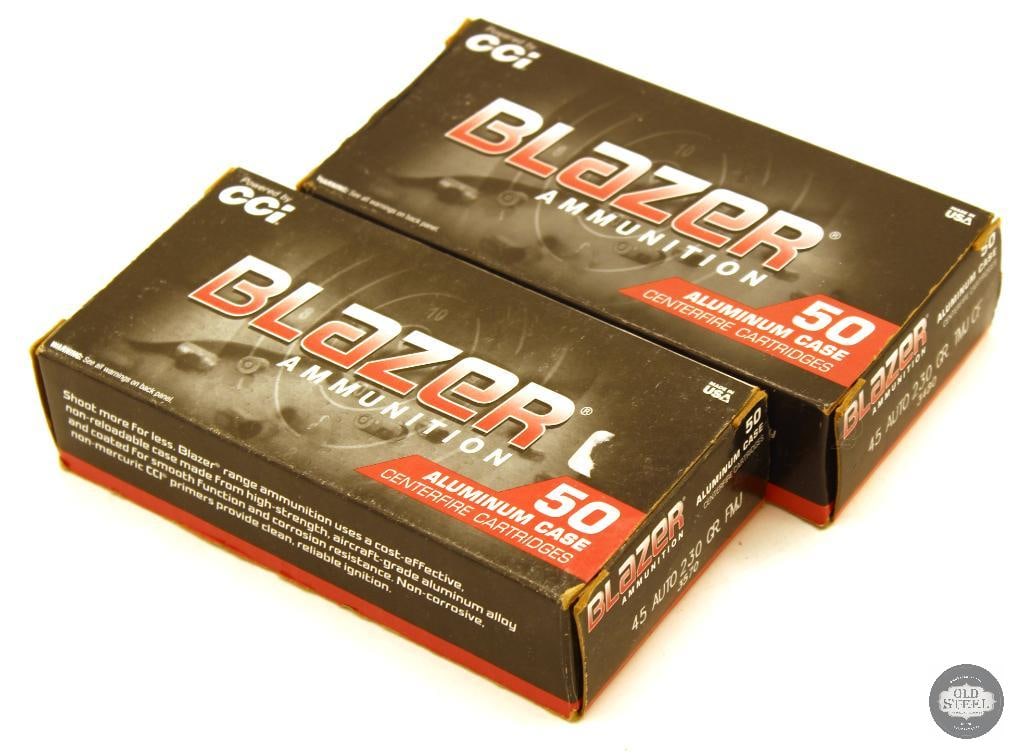 100rds CCI Blazer 45 Auto 230gr TMJ/FMJ Ammunition Aluminum Case (1 of 1)