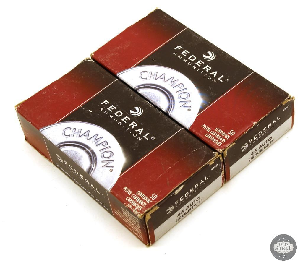 100rds Federal 45 Auto 230gr FMJ RN Ammunition: 100rds Federal 45 Auto 230gr FMJ RN Ammunition THIS ITEM IS AS PICTURED WITH NO FURTHER ATTACHMENTS. ALL SALES ARE FINAL. PLEASE REFER TO THE AUCTION
