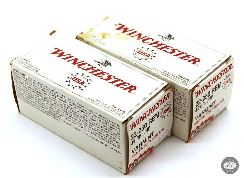 80rds Winchester 22-250 REM 45gr JHP Ammunition (1 of 1)