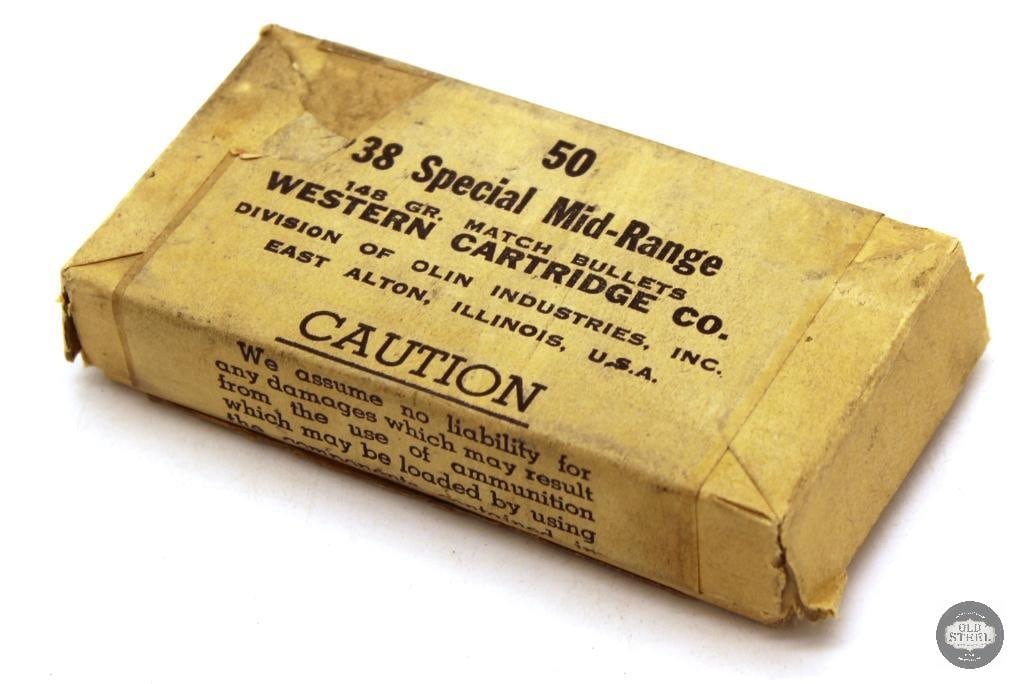 45ct Vintage Western Cartridge Co 38 SPL Mid-Range 148gr Match Bullets: 45ct Vintage Western Cartridge Co 38 SPL Mid-Range 148gr Match Bullets THIS ITEM IS AS PICTURED WITH NO FURTHER ATTACHMENTS. ALL SALES ARE FINAL. PLEASE REFER TO THE AUCTION DESCRIPTION,
