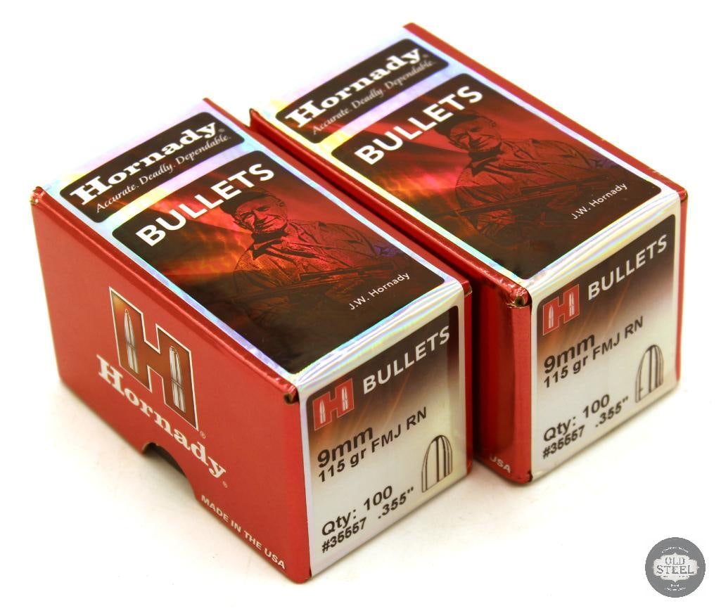 200ct Hornady 9mm Caliber 115gr Bullets: 200ct Hornady 9mm Caliber 115gr Bullets THIS ITEM IS AS PICTURED WITH NO FURTHER ATTACHMENTS. ALL SALES ARE FINAL. PLEASE REFER TO THE AUCTION DESCRIPTION, LOT #1 DESCRIPTION AND