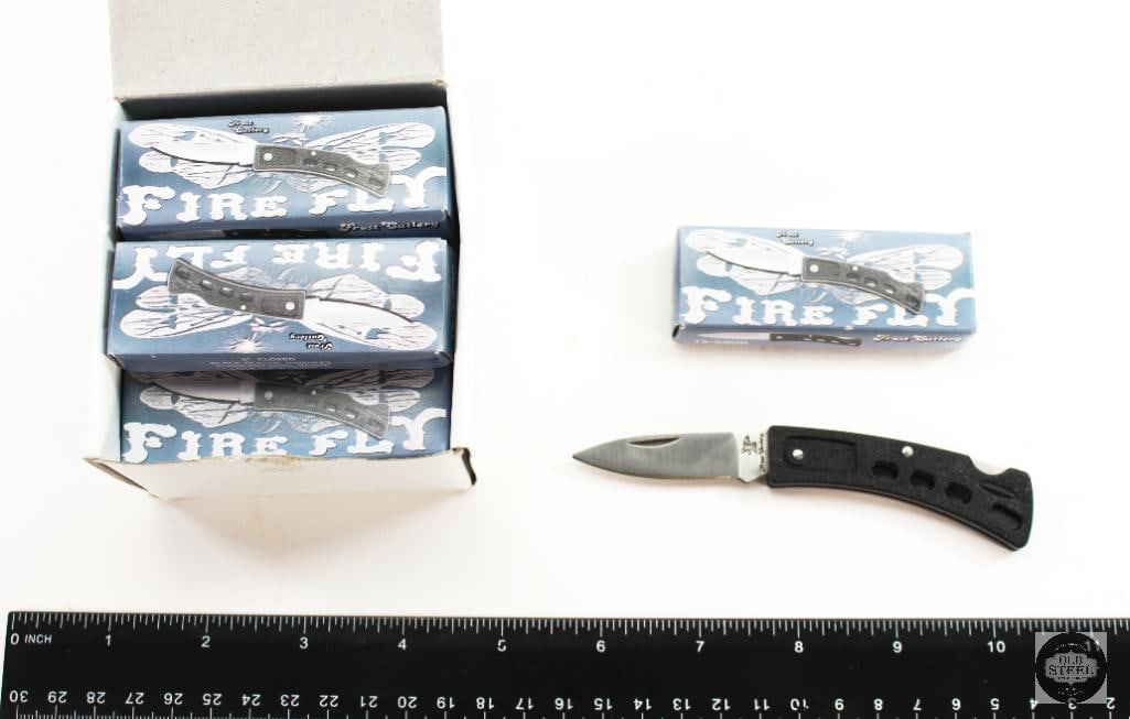 12 Pack Frost Cutlery Fire Fly Pocket Pen Knives NIB: 12 Pack Frost Cutlery Fire Fly Pocket Pen Knives NIB THIS ITEM IS AS PICTURED WITH NO FURTHER ATTACHMENTS. ALL SALES ARE FINAL. PLEASE REFER TO THE AUCTION DESCRIPTION, LOT