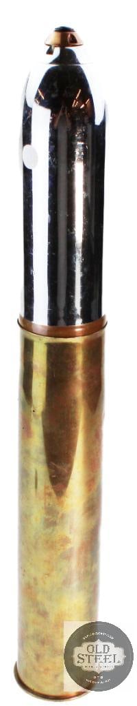 75mm Inert shell and round US WWII: 75mm Inert shell and round US WWII case is stamped 82, and shell has been polished and nickled PDF mkV SMC fuze cap THIS ITEM IS AS PICTURED
