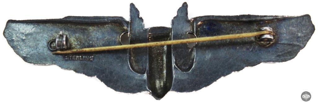 WWII sterling silver AAF army gunner wings pin - 2
