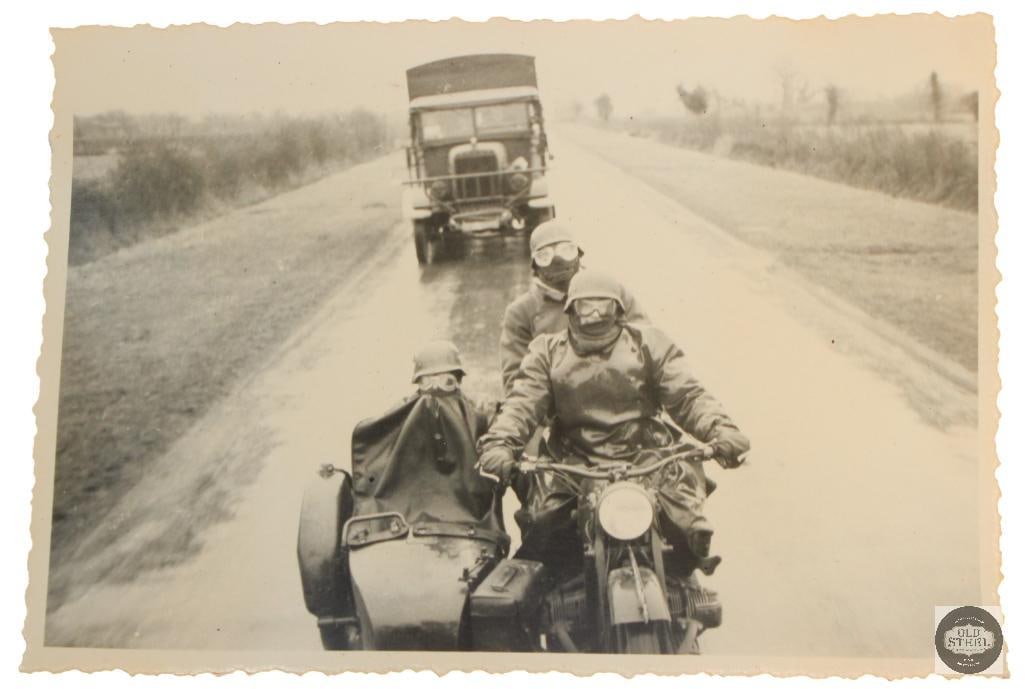 Original photo of Group of German soldiers riding motorcycle WWII: Original photo of Group of German soldiers riding motorcycle WWII THIS ITEM IS AS PICTURED WITH NO FURTHER ATTACHMENTS. ALL SALES ARE FINAL. PLEASE REFER TO THE AUCTION DESCRIPTION, LOT