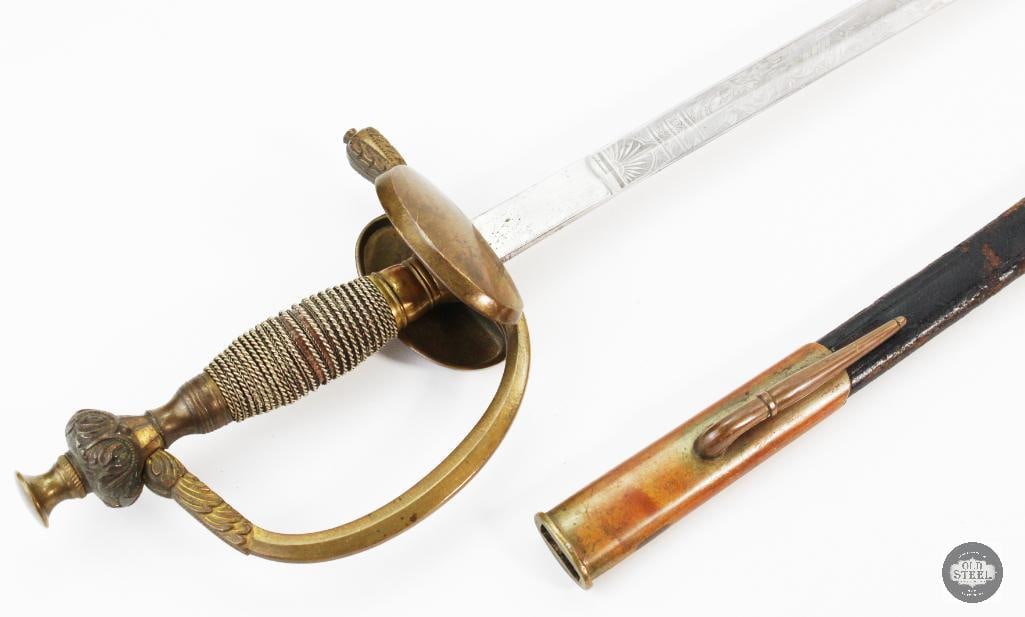 German Made 19th Century Sword w/ Folding Guard & Scabbard (1 of 11)