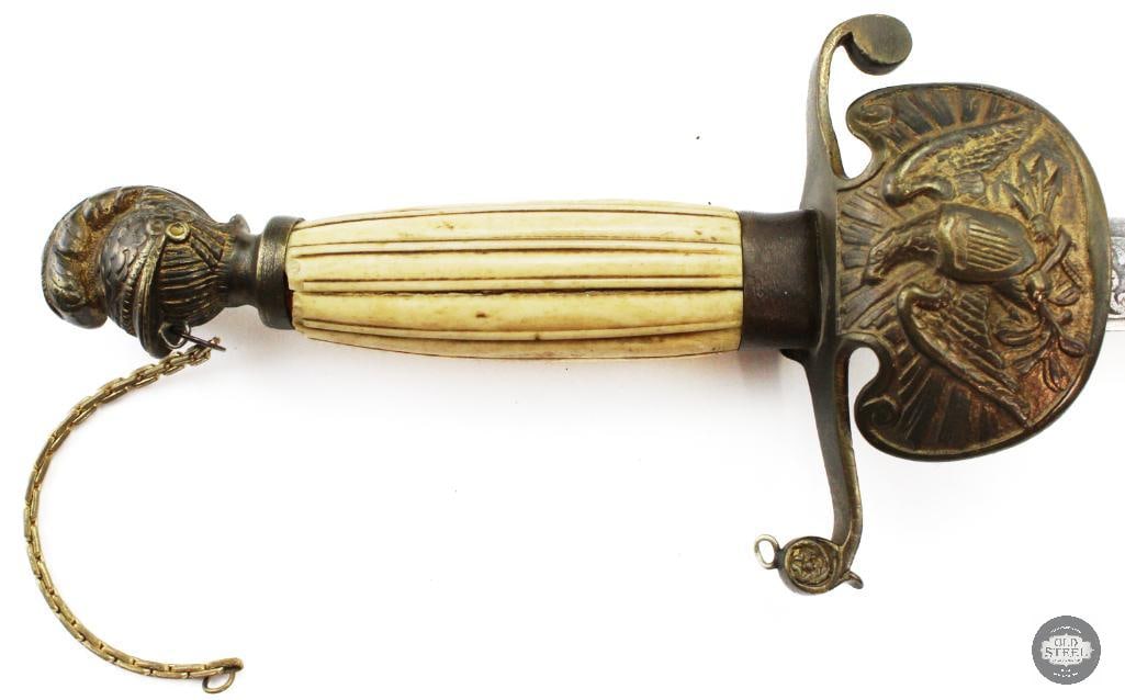 U.S. Militia Staff Officers Parade Sword W/ Bone Grips & Scabbard - 2