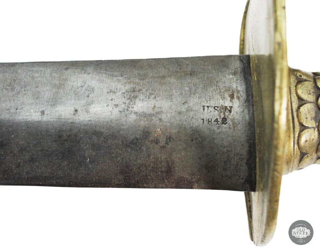 U.S. Navy 1842 Naval Cutlass Brass Grip W/ Scabbard - 7