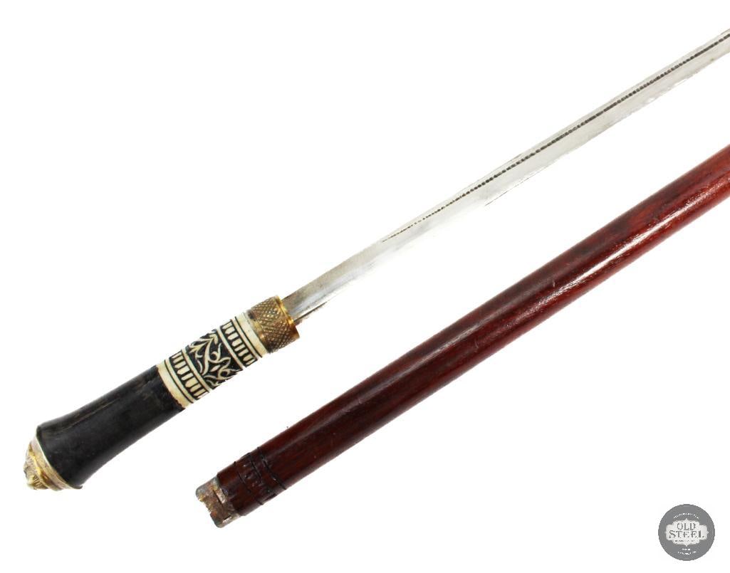 Handmade Cane Sword With Brass Fittings - 25 Inch Blade (1 of 11)
