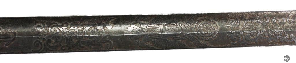 Civil War Era U.S. Navy 1852 Officer Sword - Made by Baron - 4