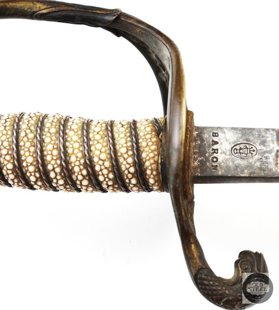 Civil War Era U.S. Navy 1852 Officer Sword - Made by Baron - 7