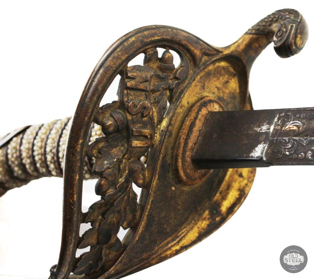 Civil War Era U.S. Navy 1852 Officer Sword - Made by Baron - 9