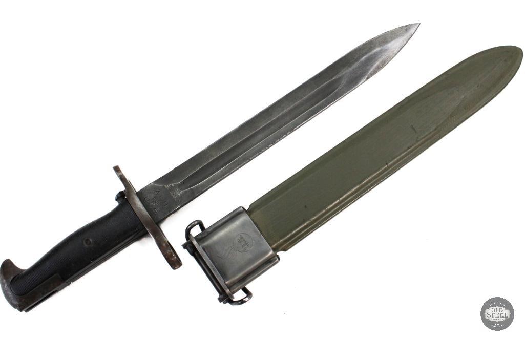 U.S. M1 Garand Bayonet 10 Inch AFH WW2 W/ Scabbard (1 of 9)