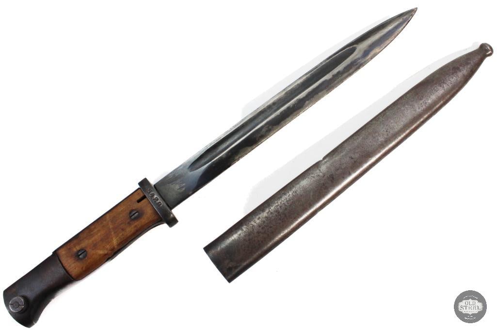 WW2 Era German Unit Marked K98K Bayonet W/ Scabbard - 10 Inch Blade - 14