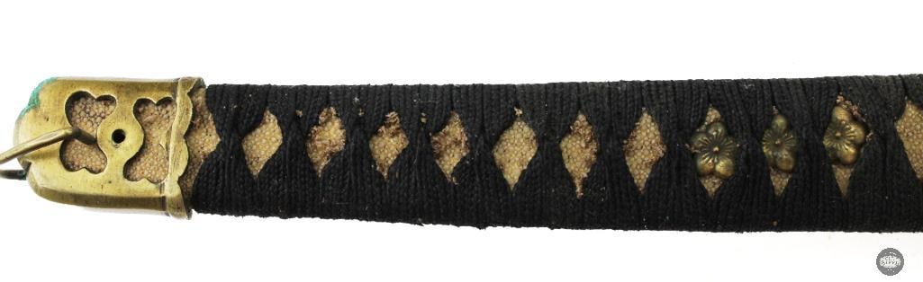 Original Japanese Katana With Scabbard - 25 Inch Blade - Leather Wrapped Scabbard - 18