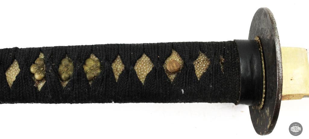 Original Japanese Katana With Scabbard - 25 Inch Blade - Leather Wrapped Scabbard - 3