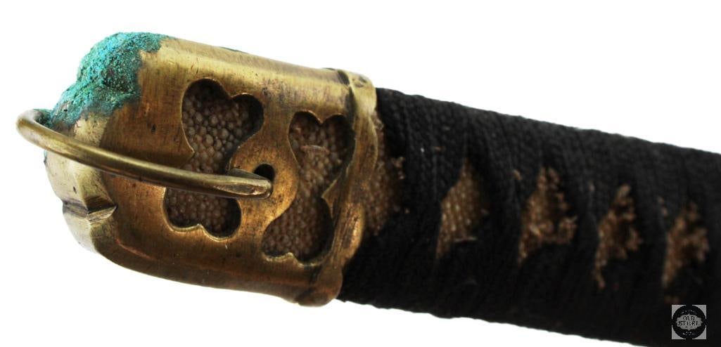 Original Japanese Katana With Scabbard - 25 Inch Blade - Leather Wrapped Scabbard - 9