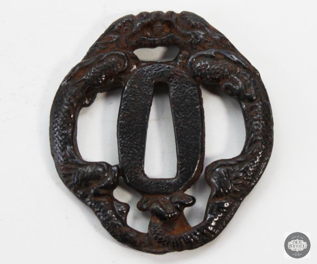 Original Japanese Iron Tsuba - Dragon Decorative Style (1 of 4)