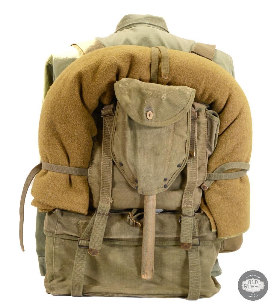 WWII U.S. Army Combat Field Gear Display Complete Web Equipment Set - 4