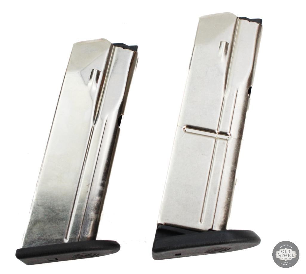 Two FNH-9M 9mm Magazines: Two FNH-9M 9mm Magazines. 10 and 15 round capacity. THIS ITEM IS AS PICTURED WITH NO FURTHER ATTACHMENTS. ALL SALES ARE FINAL. PLEASE REFER TO THE AUCTION DESCRIPTION, LOT