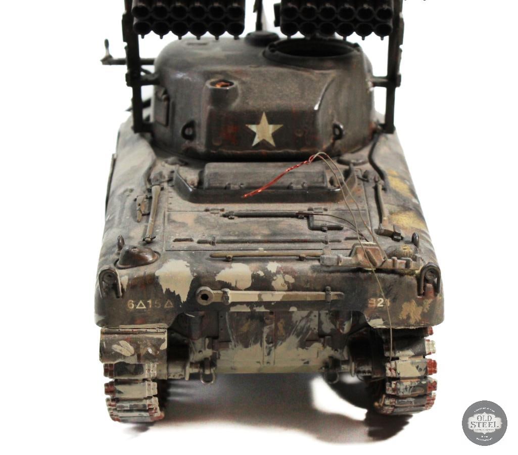 Sherman M4A1 Painted Scale Model Tank with Rocket Launcher - 4