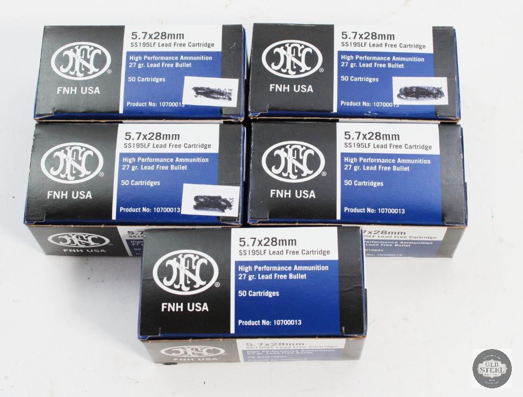 250 Rounds - FNH 5.7x28 Lubricated Ammo 27 Grain Ammo: 250 Rounds - FNH 5.7x28 Lubricated Ammo 27 Grain Ammo THIS ITEM IS AS PICTURED WITH NO FURTHER ATTACHMENTS. ALL SALES ARE FINAL. PLEASE REFER TO THE AUCTIO