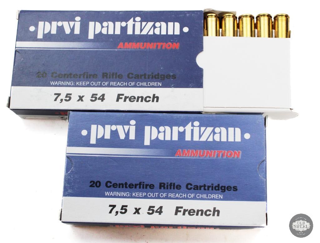 40 Rounds - Privi Partisan 7.5x54 French FMJ: 40 Rounds - Privi Partisan 7.5x54 French FMJ THIS ITEM IS AS PICTURED WITH NO FURTHER ATTACHMENTS. ALL SALES ARE FINAL. PLEASE REFER TO THE AUCTION DESCRIPTION, LOT #1 DESCRIPTION