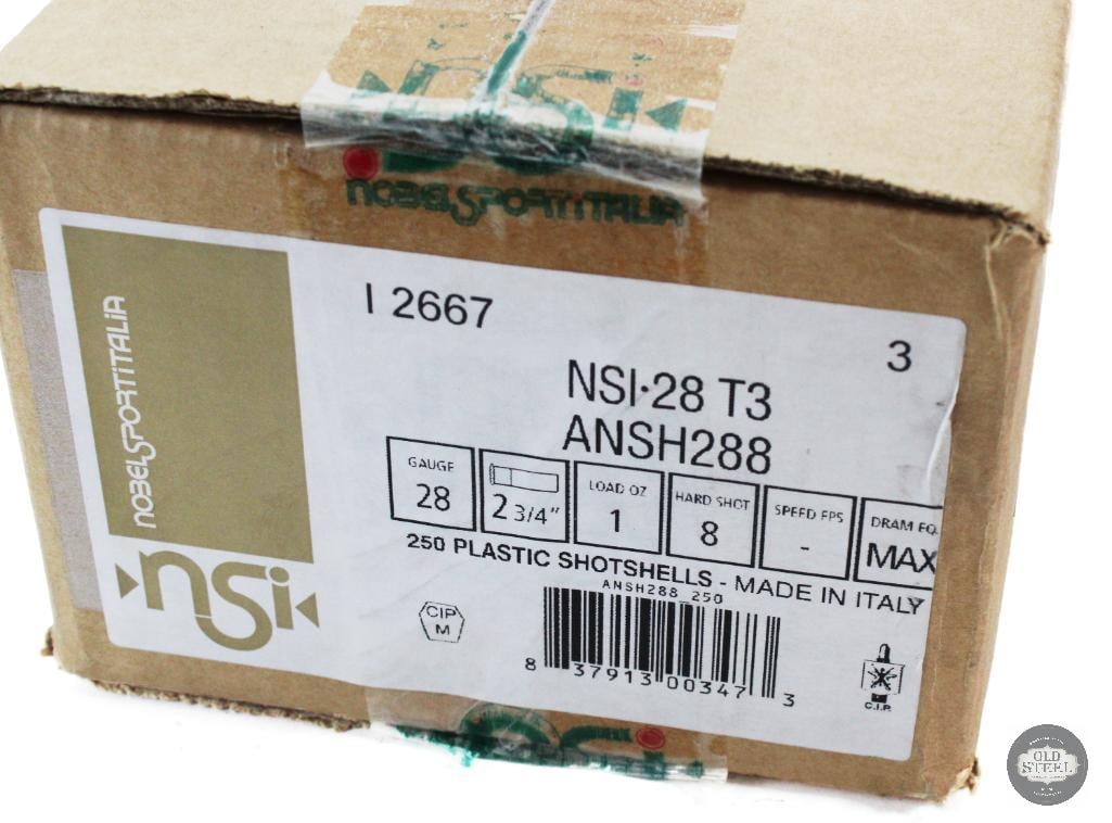 250 Rounds - Nobel Sportitalia 28 Ga Ammo2&3/4 1oz No 8Shot - 2